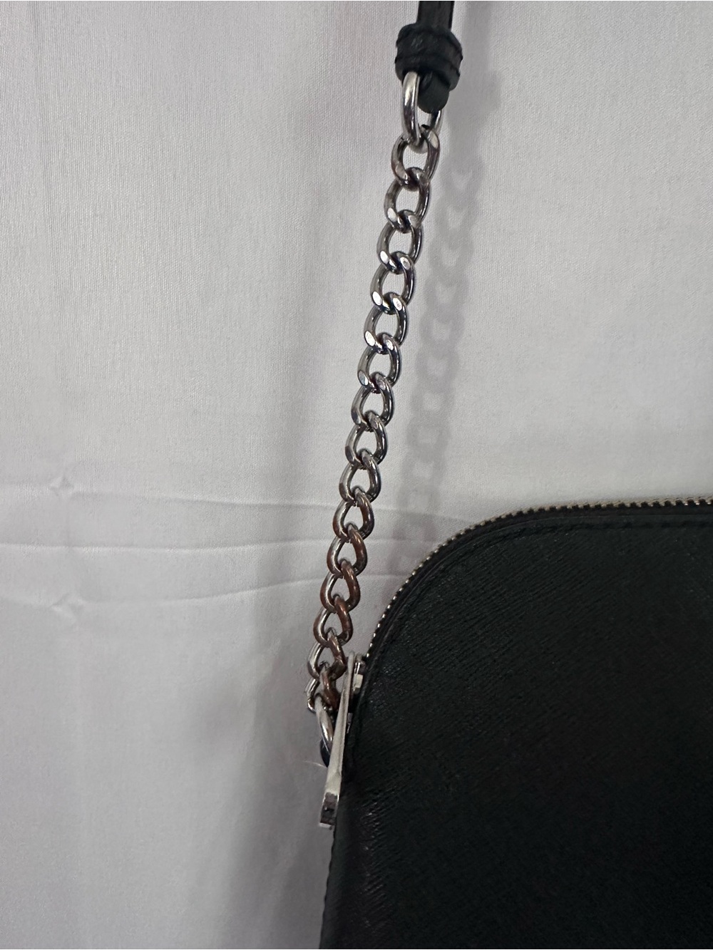 Michael Kors Black Leather Crossbody with Silver Chain Strap - Picture 6 of 7
